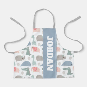 Funny Face Cute Doodle Animal Pattern Apron