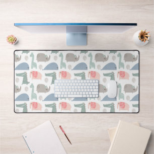 Funny Face Cute Doodle Animal Pattern Desk Mat