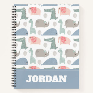 Funny Face Cute Doodle Animal Pattern Notebook