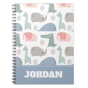 Funny Face Cute Doodle Animal Pattern Notebook