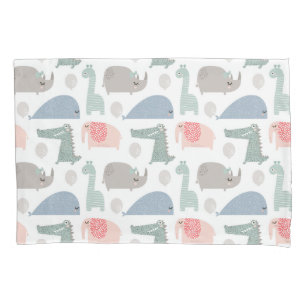Funny Face Cute Doodle Animal Pattern Pillowcase