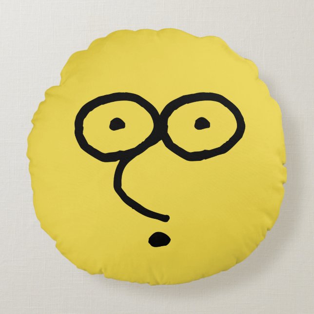 Funny Face Drawing Round Cushion (Front)