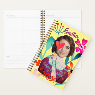Funny Face Flowers and Hearts Beautiful Girl Planner