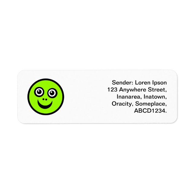 Funny Face - Green Return Address Label (Front)