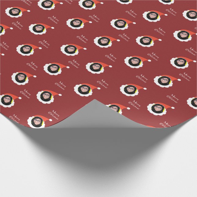 Funny Face Merry Christmas Photo Custom  Wrapping Paper (Corner)