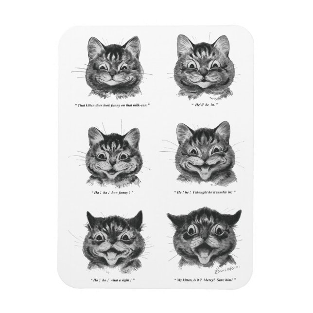 Funny Face of Cat, Louis Wain Magnet (Vertical)