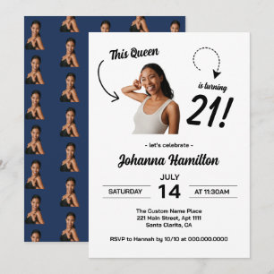 Funny Face Photo 21st Birthday Party Women Invitation