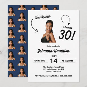 Funny Face Photo 30th Birthday Party Women Invitation
