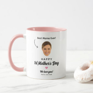 Funny Face Photo Pink Happy 1st Mother's Day Mug