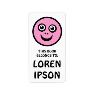 Funny Face - Pink - Book Plate Label