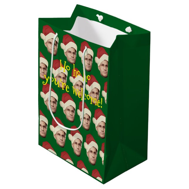 Funny Face | Santa Claus's Hat and Your Fun Face Medium Gift Bag (Front Angled)