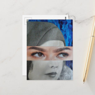 Funny Face Surreal Collage Postcard