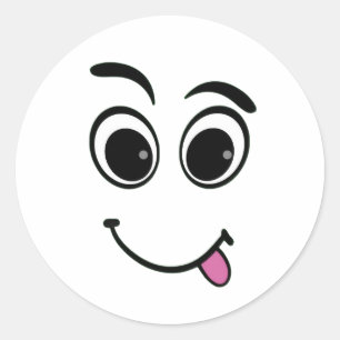 Funny Face Tongue Out Design Classic Round Sticker