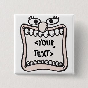 Funny Face, <YOUR TEXT> 15 Cm Square Badge