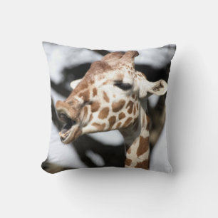 Funny faced reticulated giraffe, San Francisco Cushion