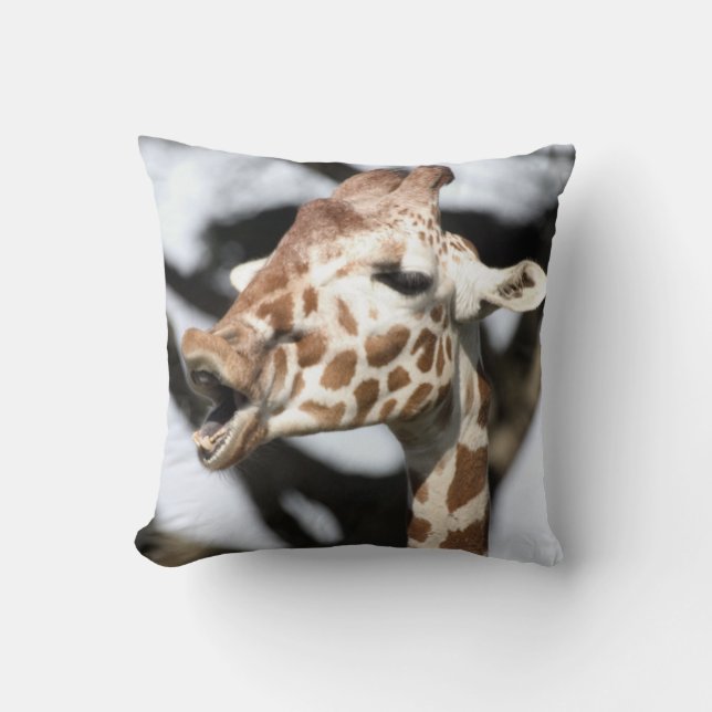 Funny faced reticulated giraffe, San Francisco Cushion (Front)