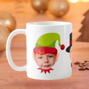 Funny Faces Christmas Mug - Elf Snowman Santa