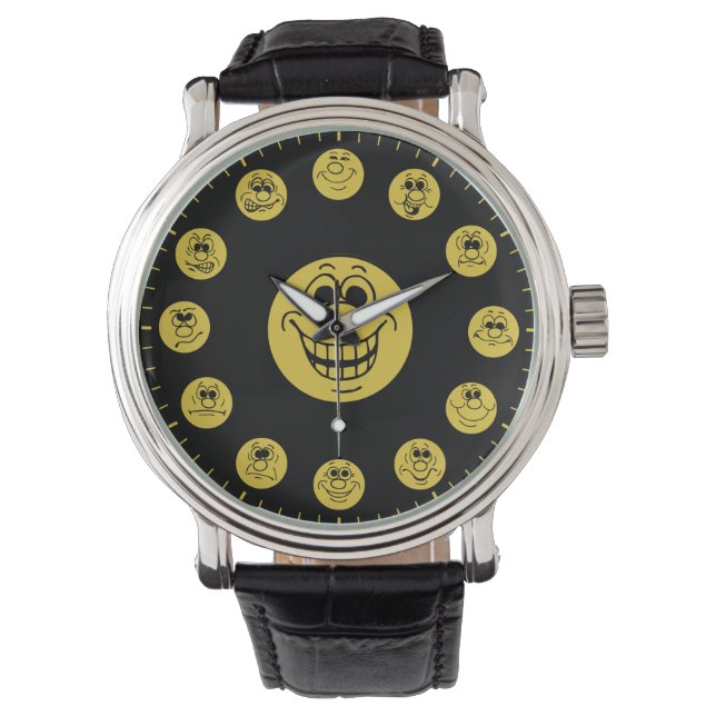 Funny Faces & Expressions in Gold Emoji's Watch (Front)