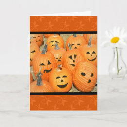 Funny Faces Pumpkin Patch Halloween Card