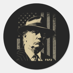Funny Fafo Trump Photo Usa Flag Retro Distressed Classic Round Sticker