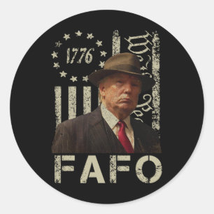 Funny Fafo Trump Photo Usa Flag Retro Distressed Classic Round Sticker