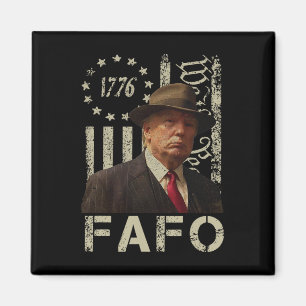 Funny Fafo Trump Photo Usa Flag Retro Distressed Magnet