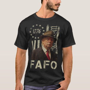 Funny Fafo Trump Photo Usa Flag Retro Distressed T-Shirt