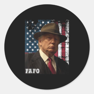 Funny Fafo Trump Photo Usa Flag Retro Vintage _2 Classic Round Sticker