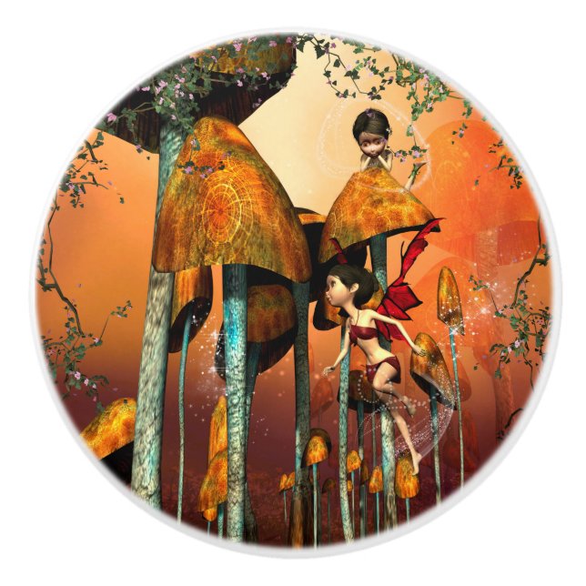 Funny fairy ceramic knob (Front)