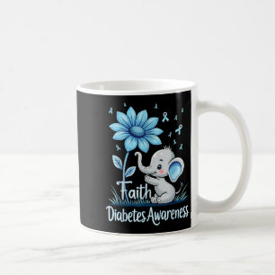 Funny Faith Elephant Sunflower Ribbon Diabetes Awa Coffee Mug