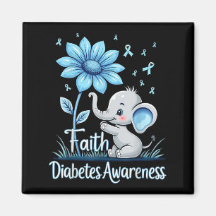 Funny Faith Elephant Sunflower Ribbon Diabetes Awa Magnet