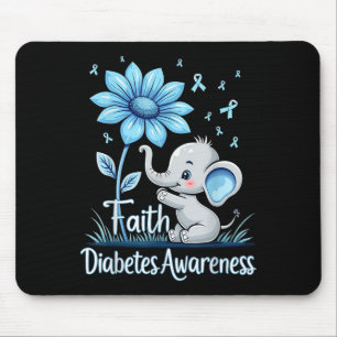 Funny Faith Elephant Sunflower Ribbon Diabetes Awa Mouse Pad