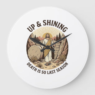 Funny Faith Resurrection Cave Vintage Engraving Sh Large Clock