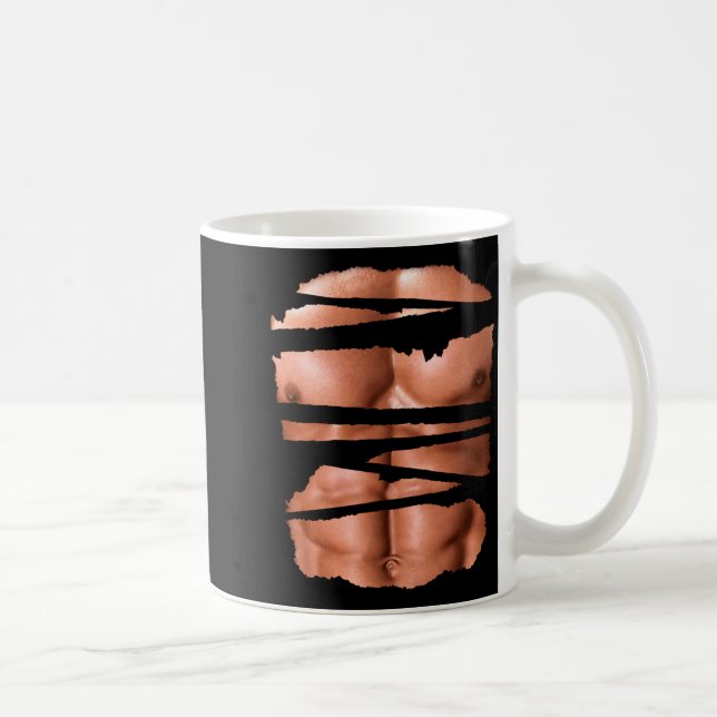 Funny Fake Muscles Fitness Model Chest Six Pack Ab Coffee Mug (Right)