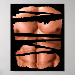 Funny Fake Muscles Fitness Model Chest Six Pack Ab Poster