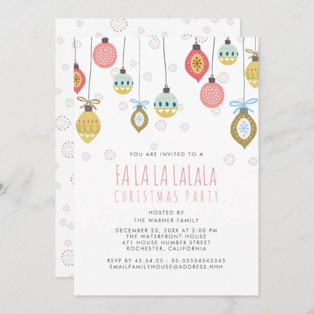 Funny Falalala Christmas Party Invitation (Front/Back)