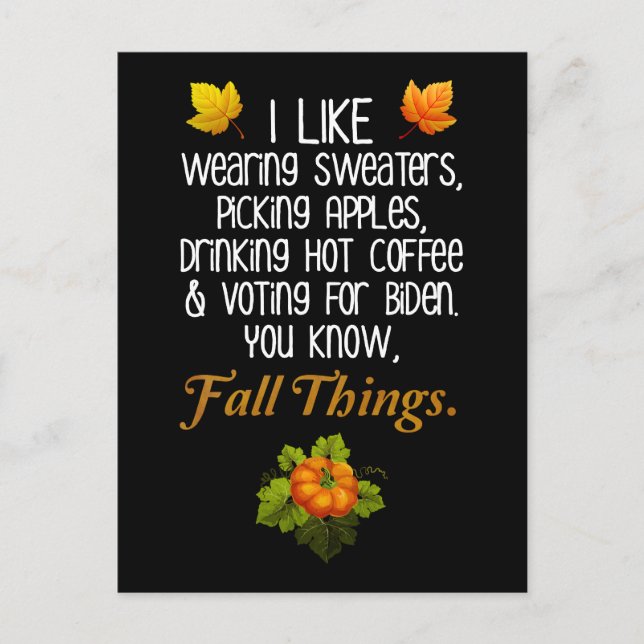 Funny Fall 2024 November Election Pro-Biden Postcard (Front)