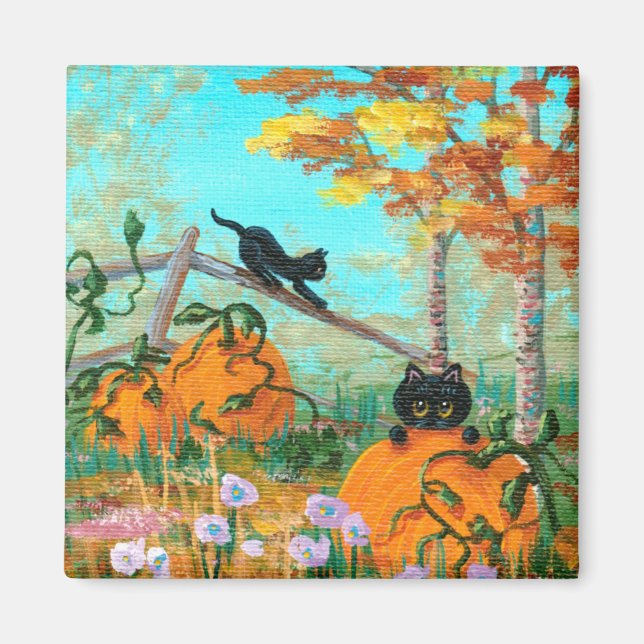 Funny Fall Cat Creationarts Magnet (Front)