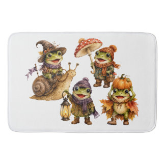 Funny Fall Frogs Bath Mat