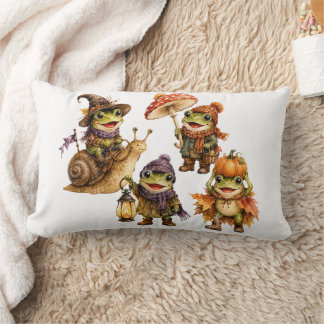 Funny Fall Frogs Lumbar Cushion