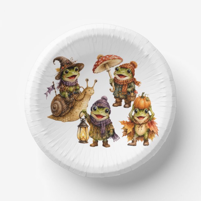 Funny Fall Frogs Paper Plate (Front)