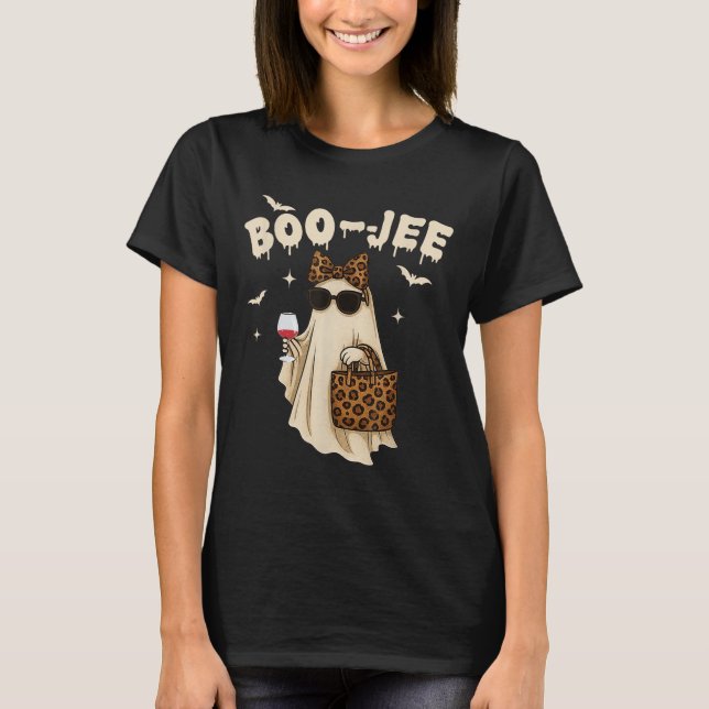 Funny Fall Halloween Ghost Boujee Boo Jee Soky Sea T-Shirt (Front)