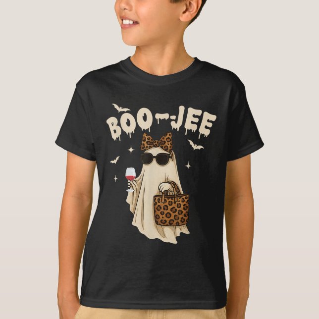 Funny Fall Halloween Ghost Boujee Boo Jee Soky Sea T-Shirt (Front)
