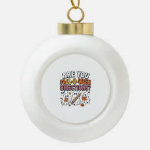 Funny Fall Halloween Teacher Ghost Directions Shir Ceramic Ball Christmas Ornament