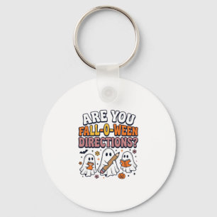 Funny Fall Halloween Teacher Ghost Directions Shir Key Ring