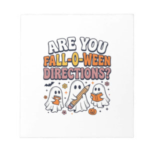 Funny Fall Halloween Teacher Ghost Directions Shir Notepad