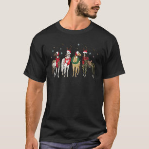 Funny Fall In Love With Cute Horses Santa Hat Chri T-Shirt