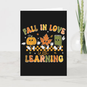 Funny Fall In Love With Learning Retro Pumpkin Tha Card