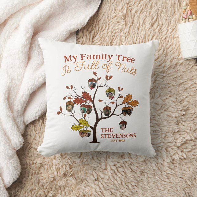 Funny Fall Photo Family Tree is Full of Nuts  Cushion (Blanket)