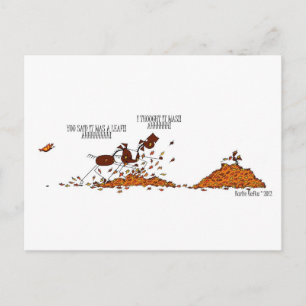 Funny Fall Season Horse & Butterfly Cartoon Postcard